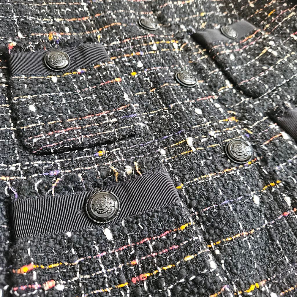 LK Bennett Angelica Black Multi Fleck Italian Tweed Jacket Classy Work US 16 - Picture 3 of 7
